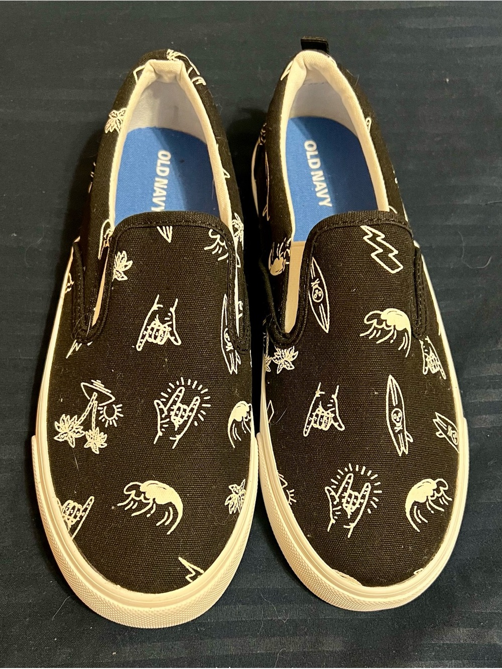 Old Navy Kids Black Graphic Slip-On Canvas Shoes